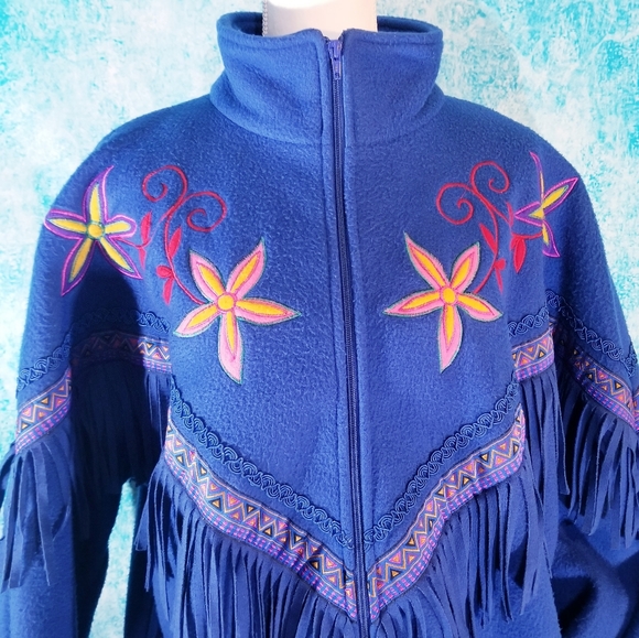 Vintage Jackets & Coats Vtg 8s Rafael Southwestern Fringe Fleece